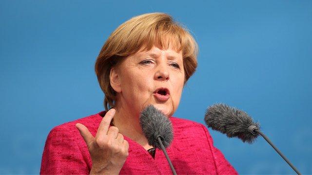 German Chancellor Angela Merkel in Seligenstadt, 14 Aug 13