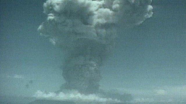 Volcano of Montserrat erupting in 1997