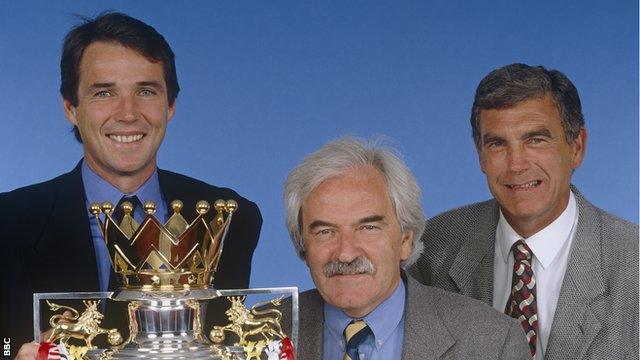 Alan Hansen with Des Lynam and Sir Trevor Brooking