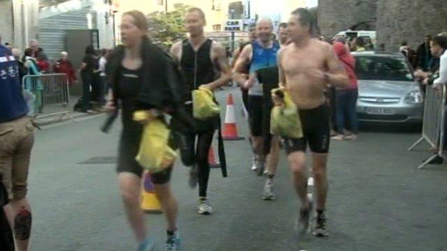 Runners in Ironman Wales