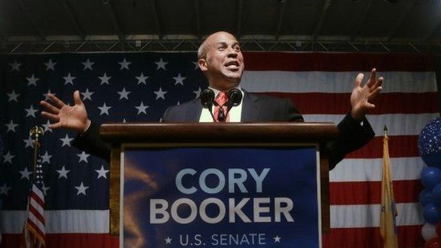 Cory Booker after winning the Democratic nomination in the New Jersey Senate race