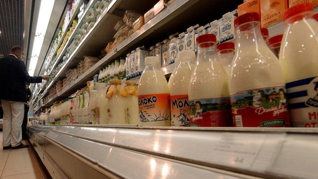 Dairy goods in Russian supermarket, Moscow - file pic