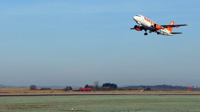 Easyjet plane taking off from Inverness Airport