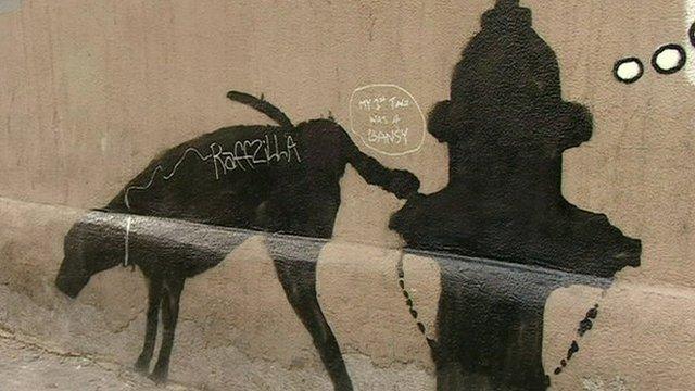 Banksy's mural of a dog and fire hydrant appeared in New York on 3 October