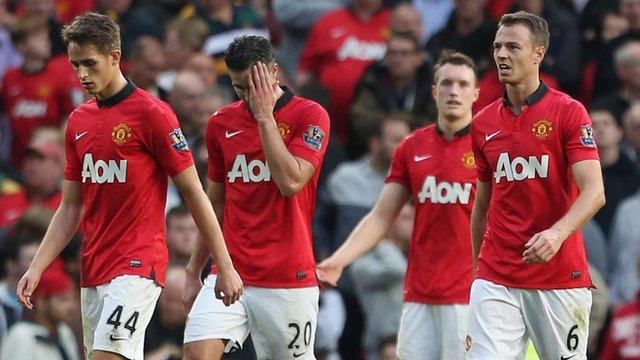 Adnan Januzaj, Robin van Persie, Phil Jones and Jonny Evans