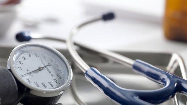 Close up of a sphygmomanometer and stethoscope