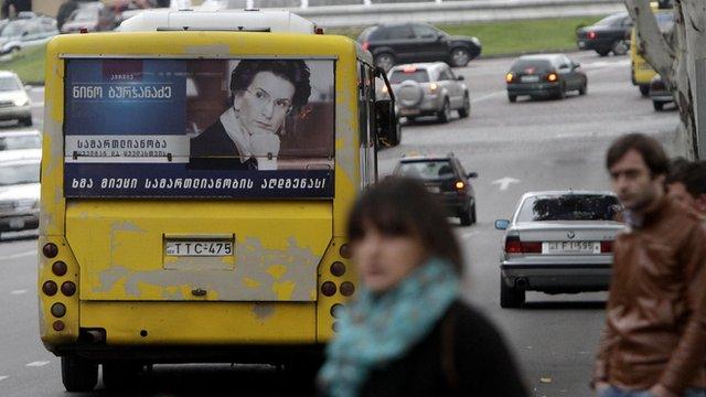 Election poster on a Tbilisi bus, 24 Oct 13