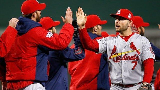 St Louis Cardinals celebrate levelling World Series in game two