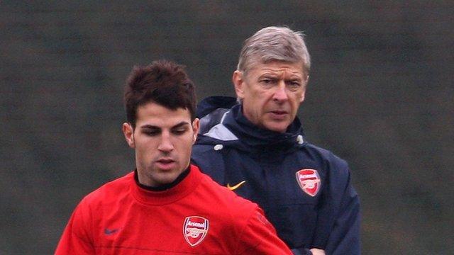 Cesc Fabregas (left) and Arsene Wenger