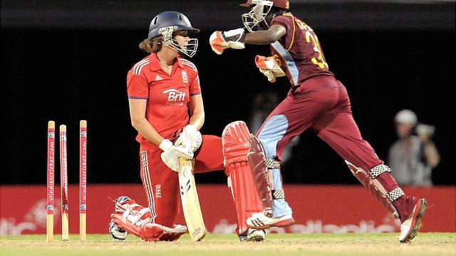 England Women's Natalie Sciver is bowled