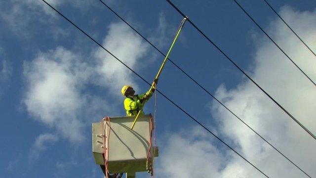 Man working on power lines