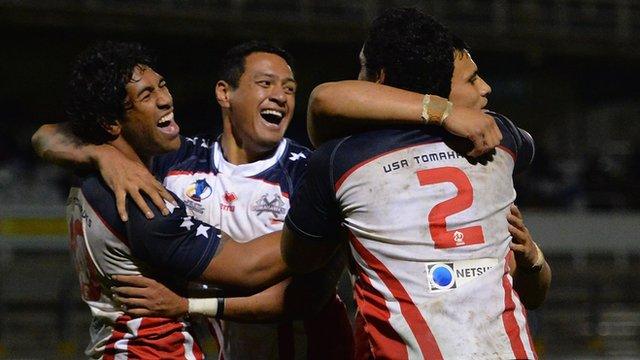 USA celebrate v Cook Islands at World Cup