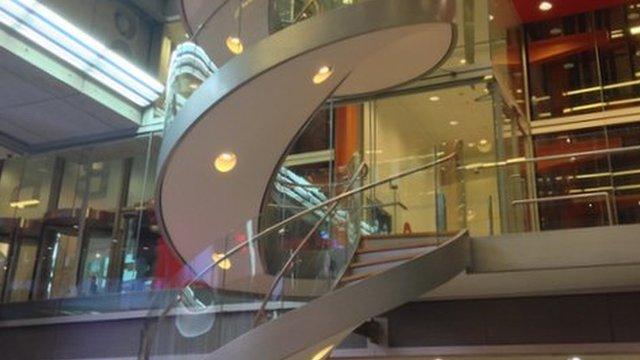 The Spiral stairs at New Broadcasting House