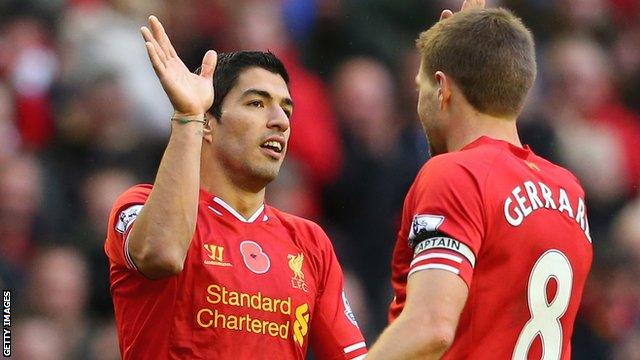 Luis Suarez and Steven Gerrard