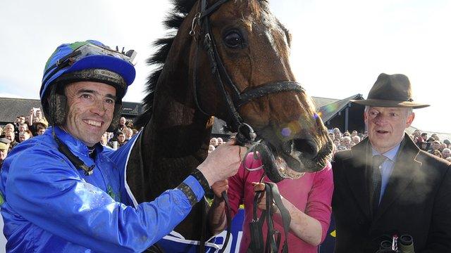 Ruby Walsh and Hurricane Fly after winning at Punchestown in April