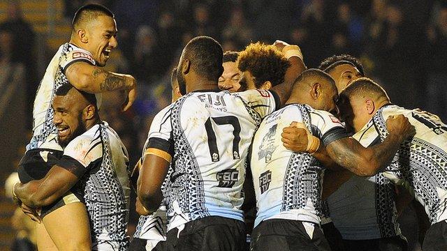 Fiji celebrate v Samoa