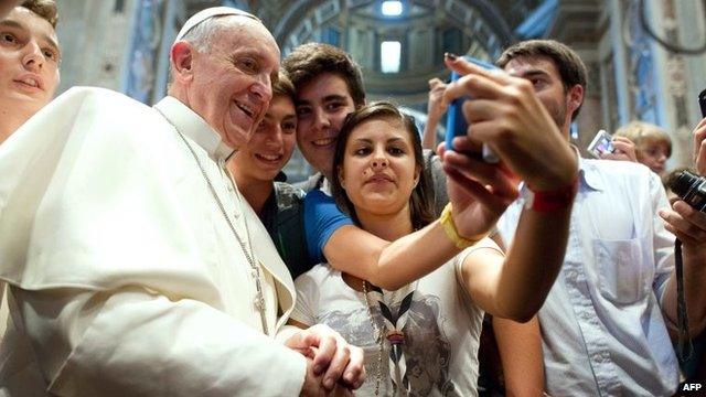 Pope pictured in a selfie