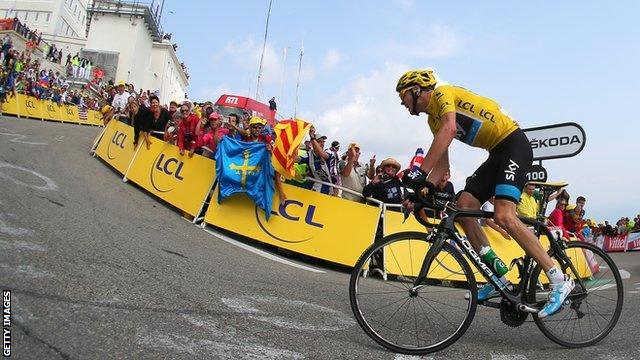 Chris Froome climbing Mont Ventoux during the 2013 Tour de France