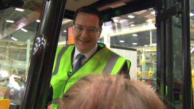 George Osborne in a JCB