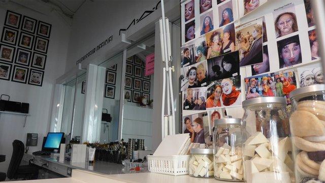 Makeup room at cirque du soleil