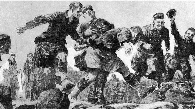 'Christmas Truce in the Trenches' by Gilbert Holliday, from a description by an eye witness rifleman