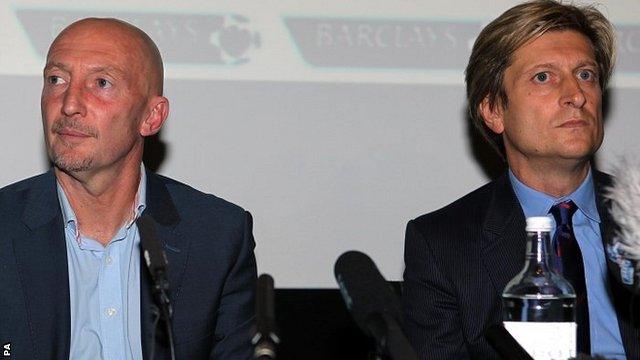 Ian Holloway and Crystal Palace co-chairman Steve Parish pictured at a media conference to announce Holloway's departure