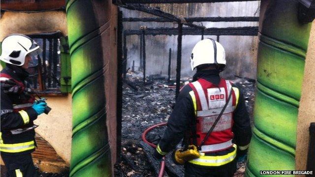 London Fire Brigade at the scene of the fire