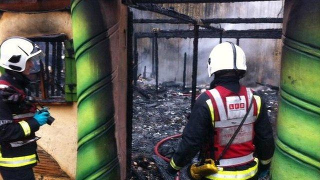 London Fire Brigade at the scene of the fire