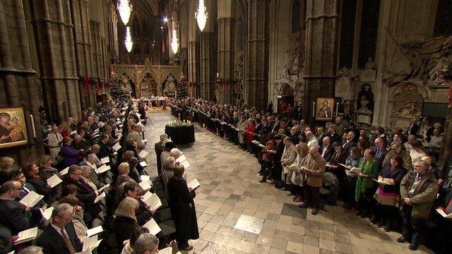 A congregation at Westminster Abbey