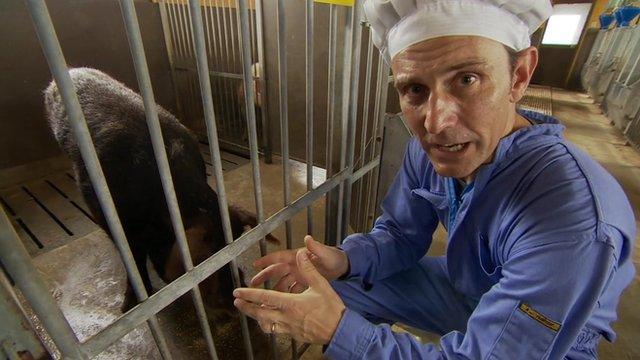 BBC reporter Rupert Wingfield-Hayes at a science lab in Tokyo