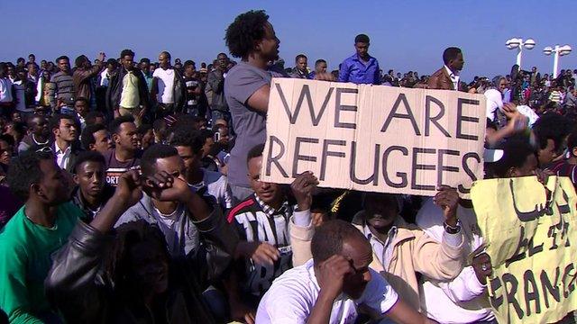 African asylum seekers protest in Tel Aviv