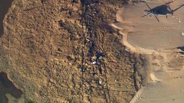 Aerial footage of the crash site