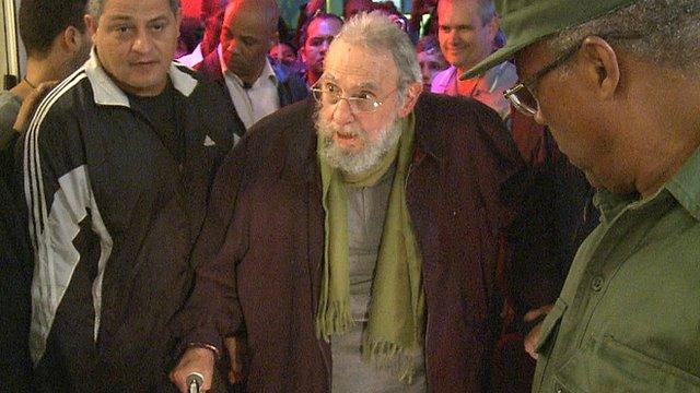 Fidel Castro attending the art exhibition