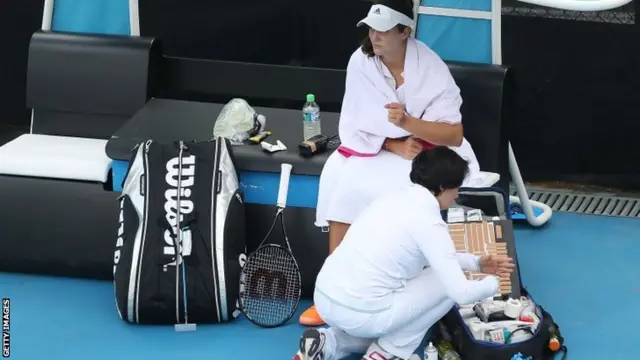 Laura Robson is treated for an injury