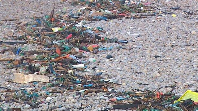 Rubbish on Chesil Beach