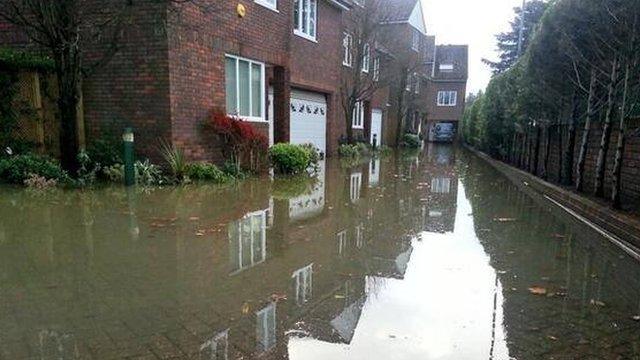 Flooded homes in Old Windsor