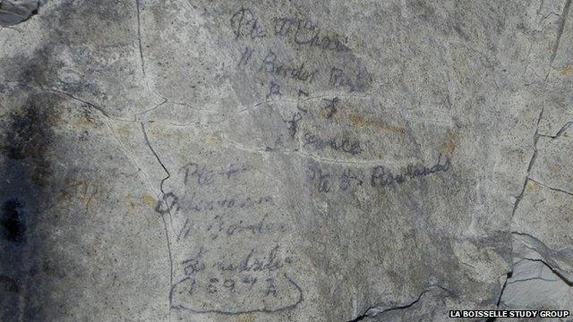 Graffiti left by men of the 11th Battalion Border Regiment