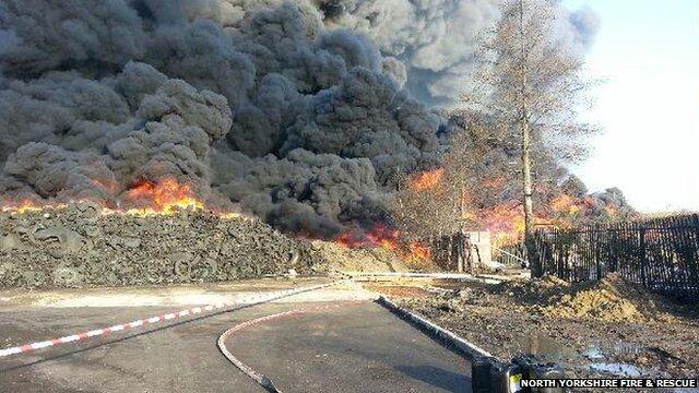 Tyre fire at Sherburn in Elmet