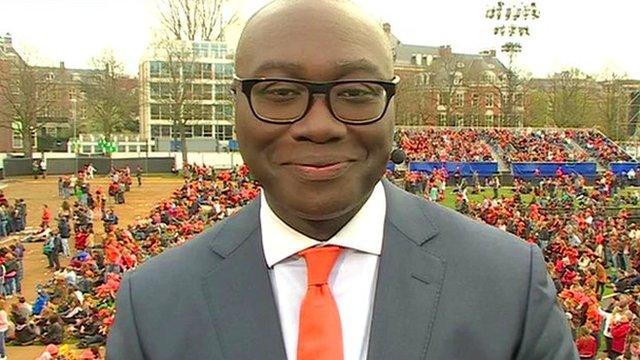 Komla Dumor reporting from the Netherlands