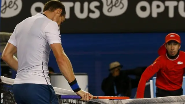 Andy Murray hits the net