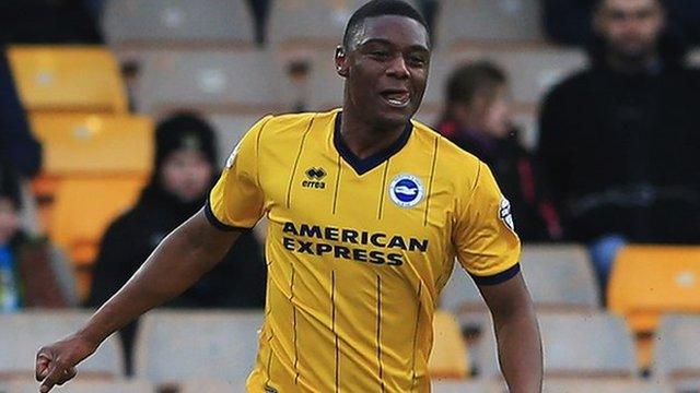 Brighton's Rohan Ince celebrates his first-half strike against Port Vale