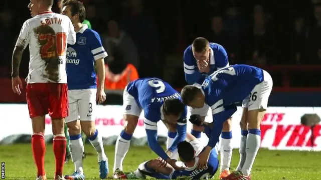 Bryan Oviedo was injured in Everton's FA Cup tie at Stevenage