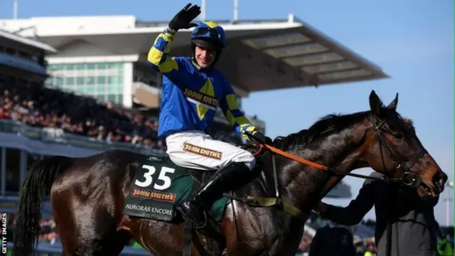 Ryan Mania on Auroras Encore after winning the 2013 Grand National