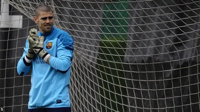 Barcelona keeper Victor Valdes