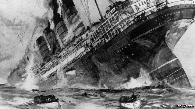 Drawing of The Lusitania sinking