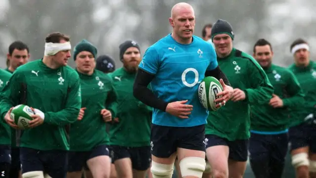 Absent Ireland captain Paul O'Connell leads his men during a training session