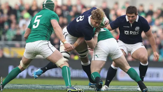 David Denton on the charge for Scotland