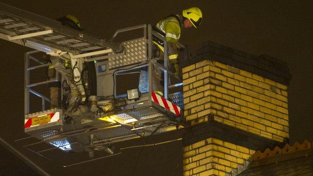 Fire crews deal with an unsafe chimney on City Road, Cardiff