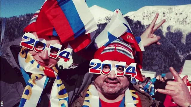 Russian fans at the snowboard slopestyle event