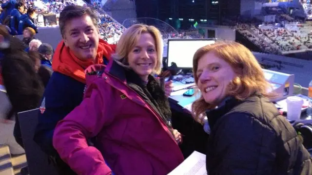 Robin Cousins, Hazel Irvine and Sophie Brown